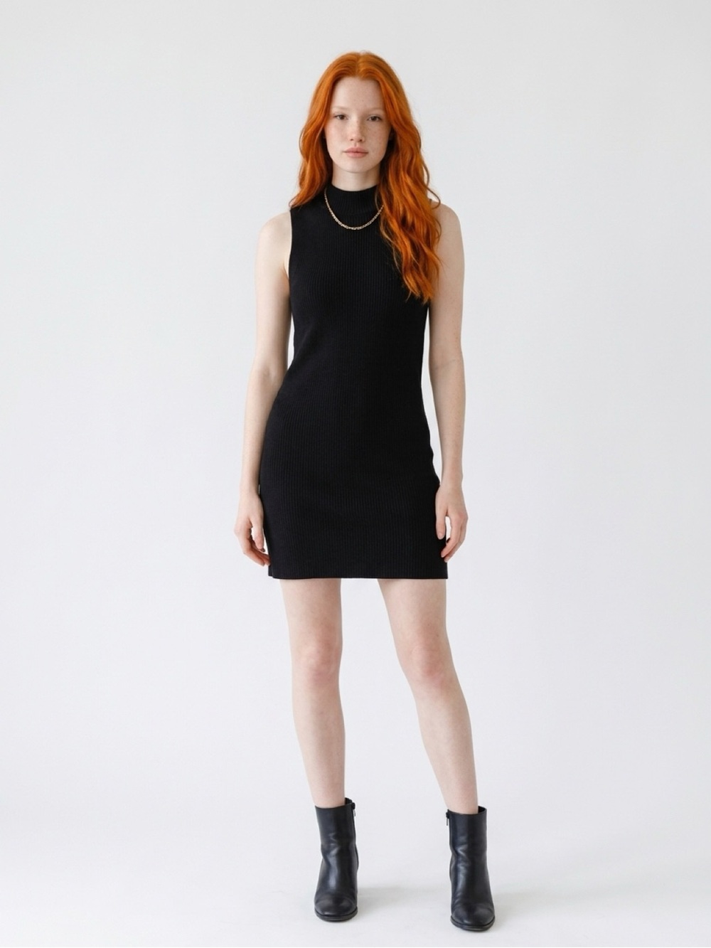 Free People Classic Sleeveless Knit Mini Dress - Black